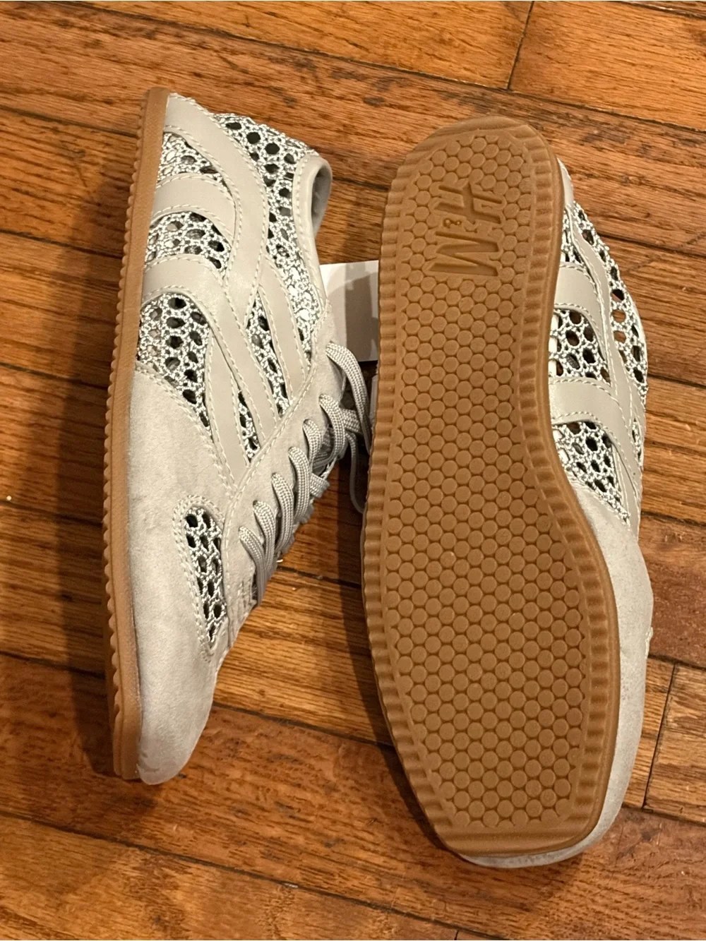 H&M Crochet Look Light Gray Sneakers Size 10 NWT